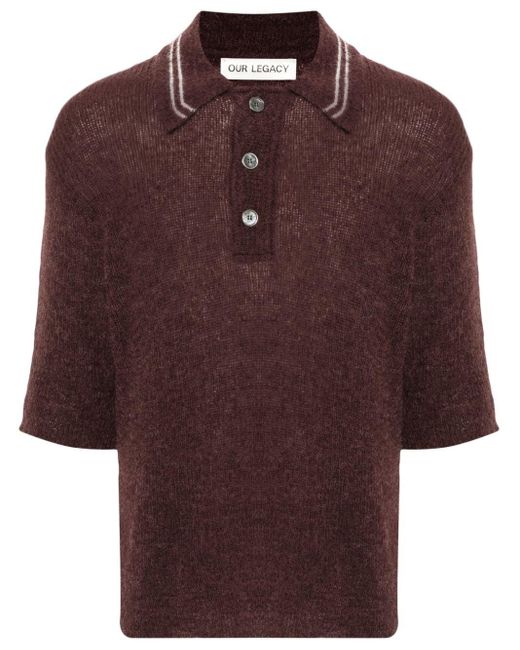 Our Legacy Red Traditional Knitted Polo Shirt for men