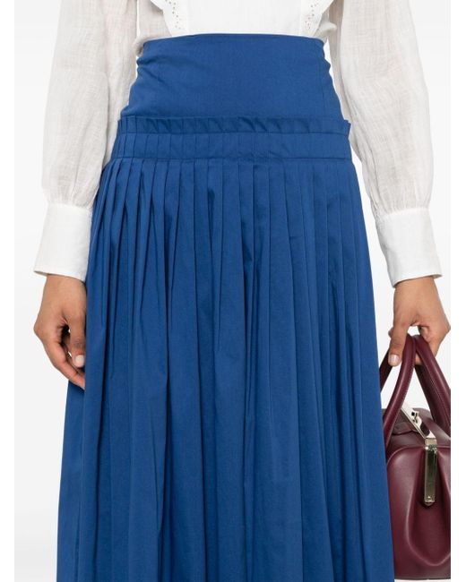 Semicouture Blue Pleat-detail Maxi Skirt