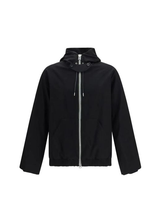 Sacai Black Long-Sleeve Zip-Up Hoodie for men