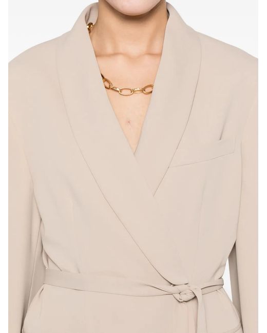 P.A.R.O.S.H. Natural Belted Double-Breasted Fitted Jacket