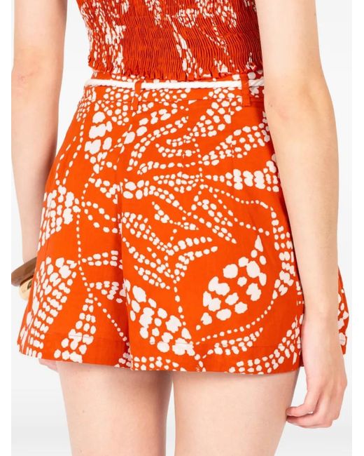 Poupette Orange Chantal Printed Cotton Shorts