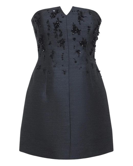 Alberta Ferretti Black Crystal-Embellished Strapless Dress