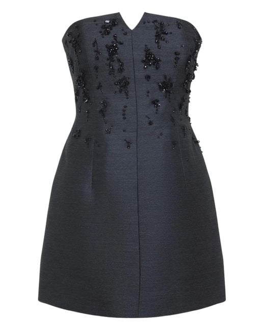 Alberta Ferretti Black Crystal-Embellished Strapless Dress