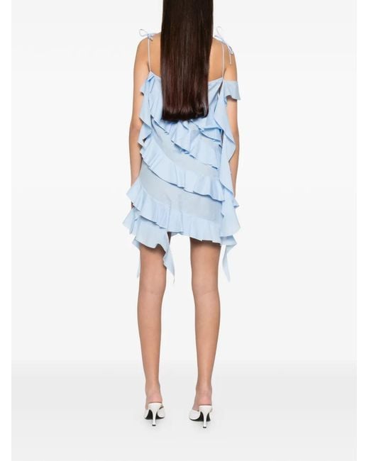 LES FILLES D'EVA Blue Ruffled Mini Dress