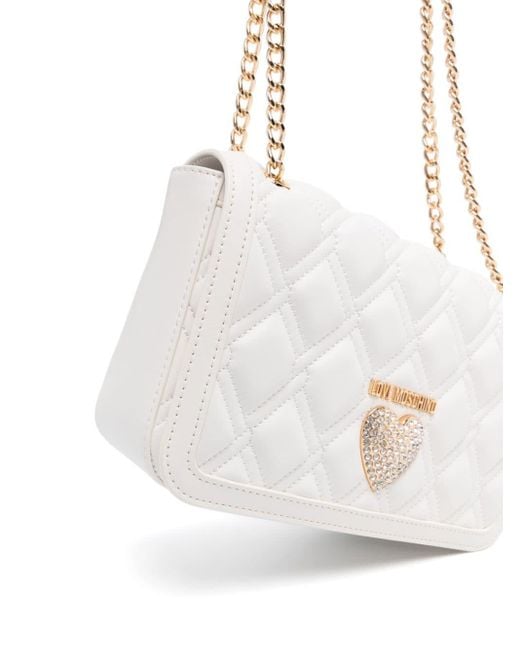Love Moschino White Quilted Leather Shoulder Bag