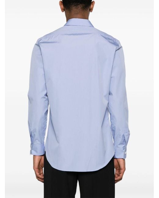 Paul Smith Blue Logo-embroidered Cotton Shirt for men
