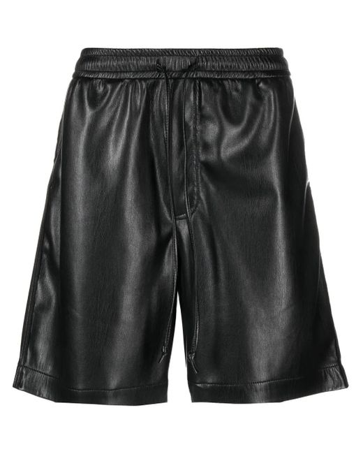 Nanushka Black Doxxi Vegan Leather Bermuda Shorts for men