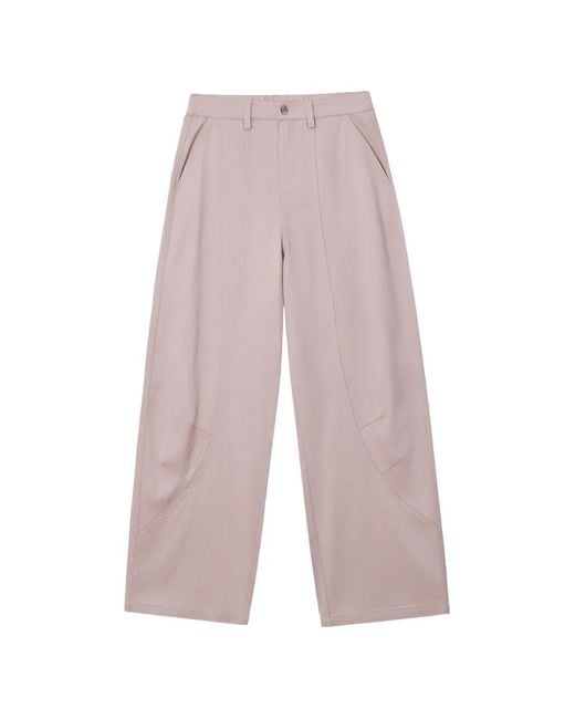 Mini Cream White Seam-Detail Wide-Leg Trousers