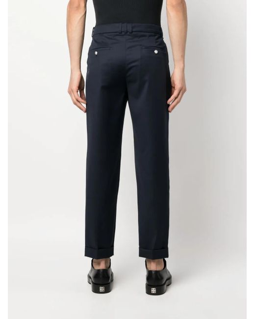Balmain Blue Linen Canvas Cropped Trousers for men