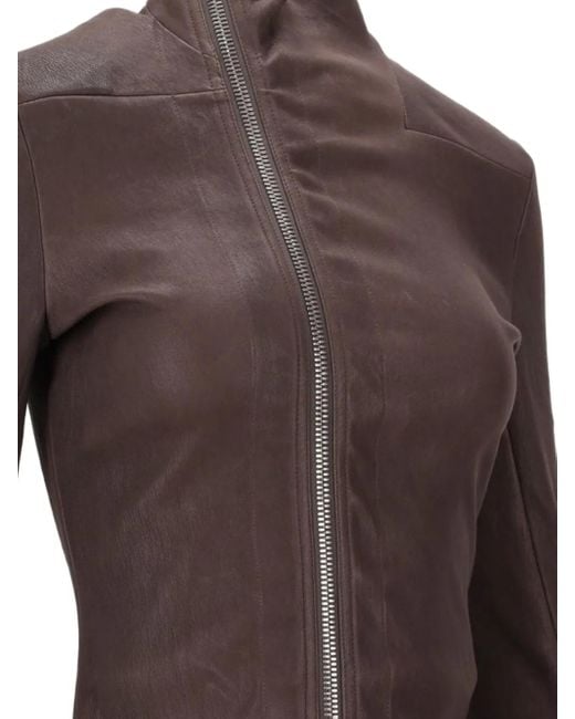 Rick Owens Brown High-Neck Zip-Front Jacket