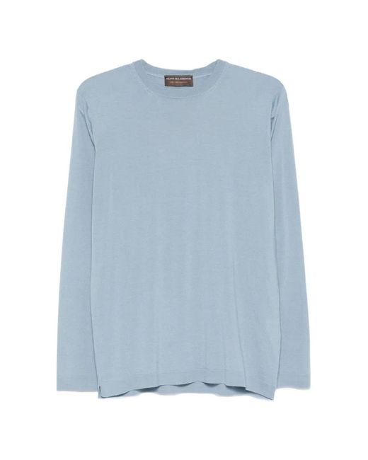 FILIPPO DE LAURENTIIS Blue Crewneck Panelled T-Shirt for men