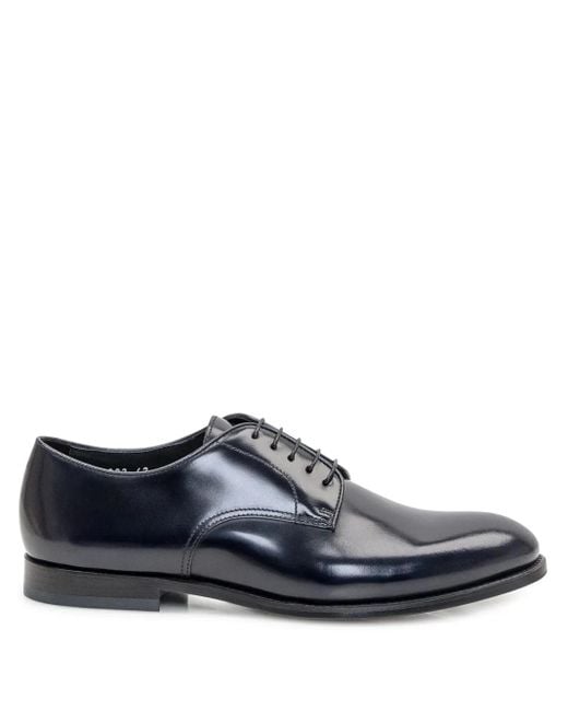 Doucal's Gray Spazzolato Leather Derby Shoes for men