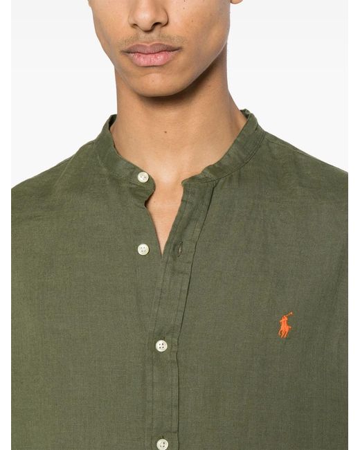 Polo Ralph Lauren Green Polo-Pony-Motif Linen Shirt for men