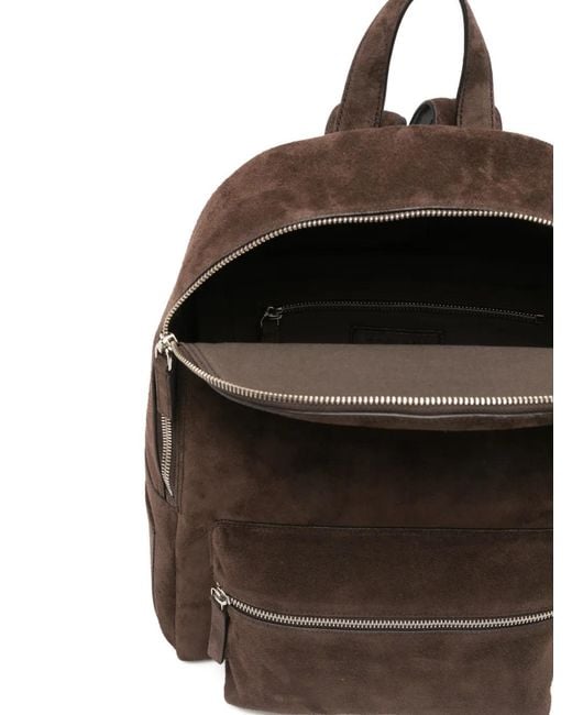 Orciani Brown Laio Zip-Pocket Backpack for men