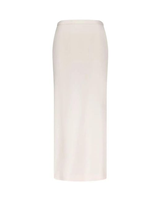 Loulou de Saison White Cara Elasticated Waistband Back Vent Maxi Skirt