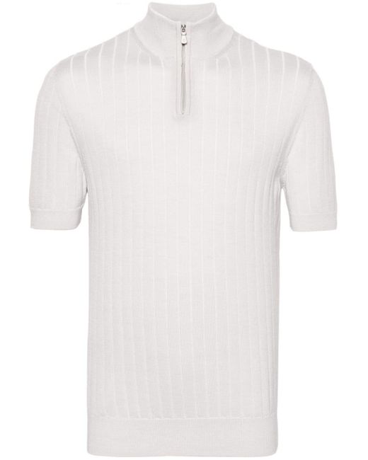 Eleventy Poloshirt aus geripptem Strick in White für Herren