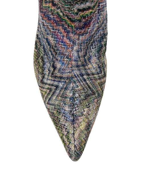 Missoni Gray Bottes En Maille À Motif De Zig-Zag Et À Petit Talon