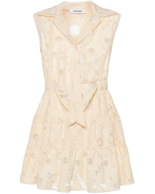 Sandro Natural Broderie-anglaise Dress