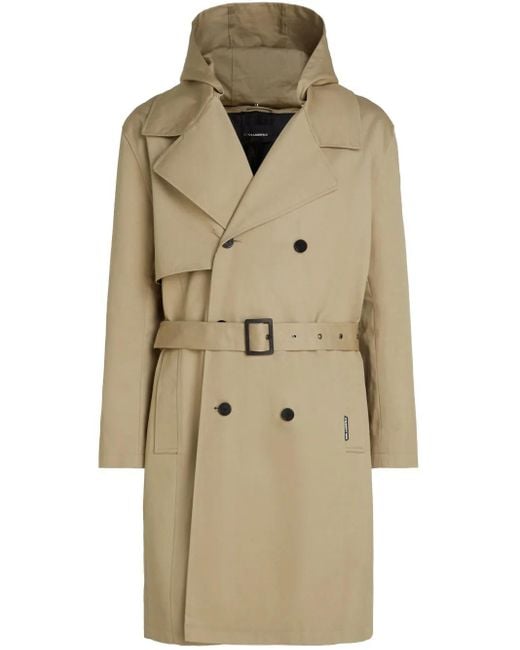 Karl Lagerfeld Natural Cotton Trench Coat for men