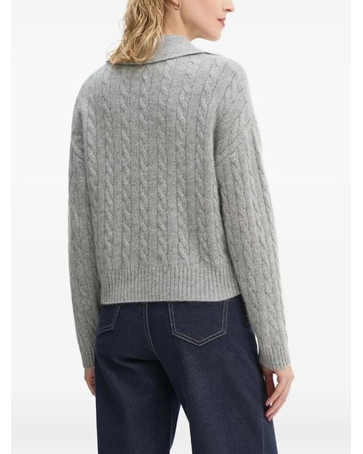 From Future Gray Cable-Knit Buttoned Cardigan