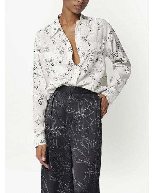 Equipment Gray Silk Star-Print Shirt