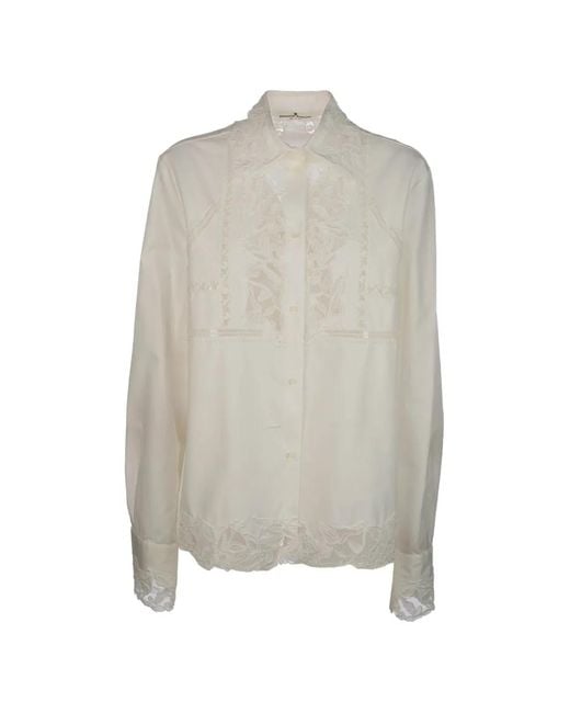Ermanno Scervino Gray Lace-Embroidered Shirt
