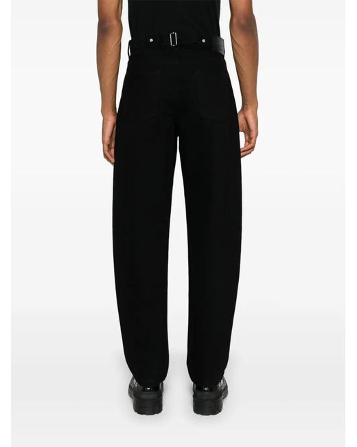 McQueen Black Mid-Rise Barrel Jeans for men
