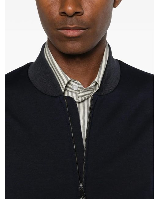 Corneliani Blue Zip-Up Bomber Jacket for men