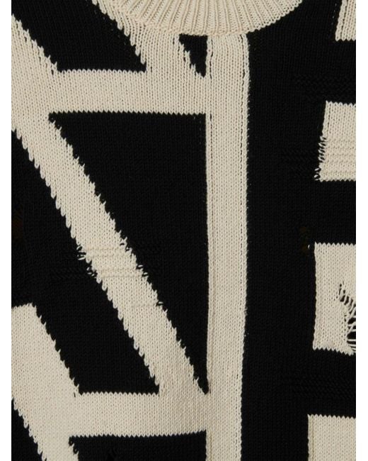 Marc Jacobs Black Distressed Monogram-pattern Jumper