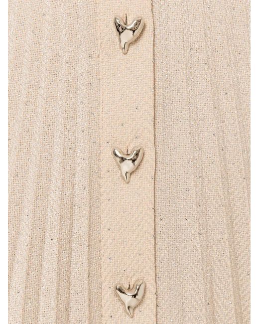 Nissa Natural Pleated Midi Skirt