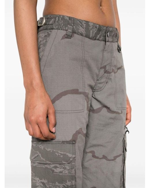 MARINE SERRE Gray Regenerated Camouflage Cargo Pants