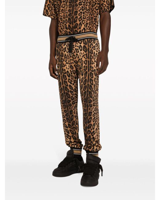 Pantalones de chándal con estampado de leopardo Dolce & Gabbana de hombre de color Natural