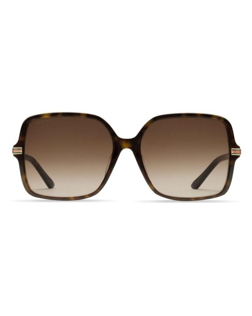 Gucci Brown Logo-engraved Oversize-frame Sunglasses