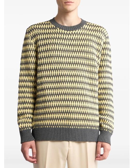 Etro Yellow Wool-Jacquard Jumper for men