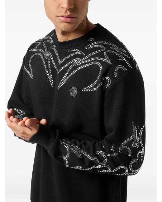 Philipp Plein Black Stud-Detailing Sweatshirt for men