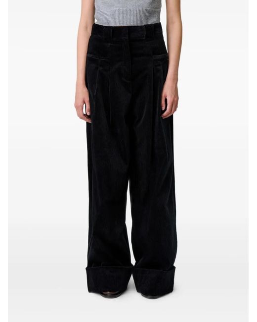Claudie Pierlot High Waist Broek Met Wijde Pijpen in het Black