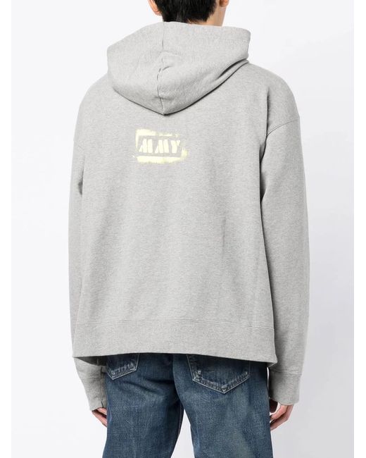 Maison Mihara Yasuhiro Gray Graphic-Print Drawstring Hoodie for men