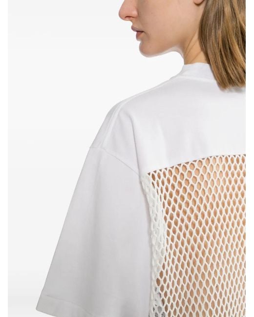 Toga White Panelled Cropped T-Shirt