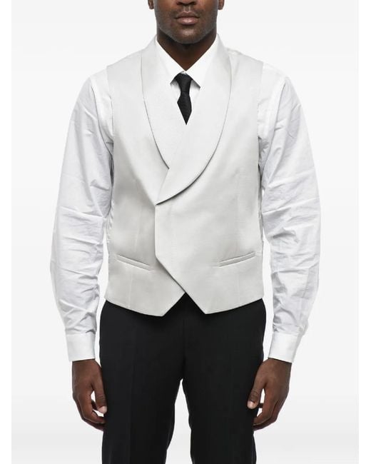 Corneliani White Double-Breasted Shawl-Lapel Waistcoat for men
