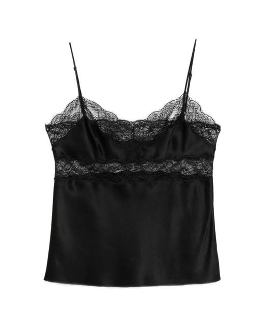 Nili Lotan Black Felicie Lace-Detail Top