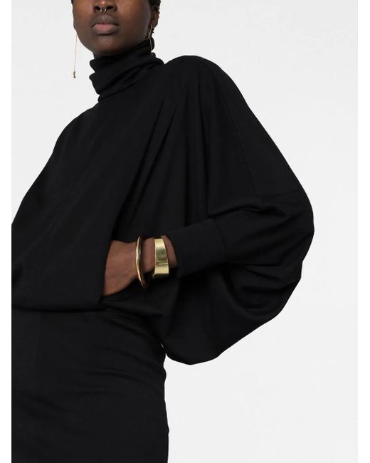 Saint Laurent Black Roll-Neck Mini Dress