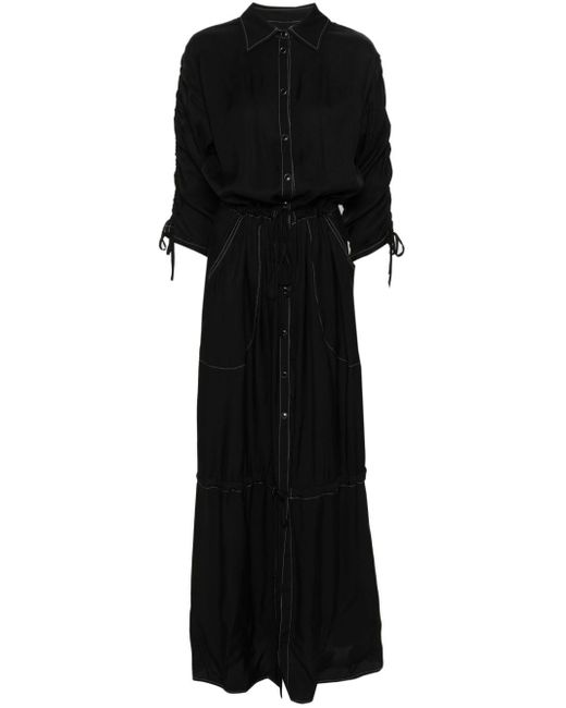 Pinko Black Belfagor Drawstring Maxi Dress