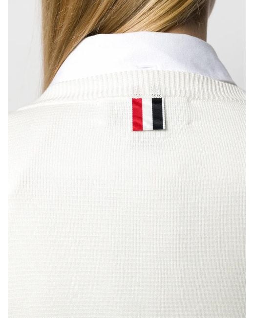 Thom Browne White 4-Bar Milano Stitch Jumper