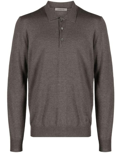 Corneliani Knitted Virgin Wool Polo Shirt in Gray for Men Lyst