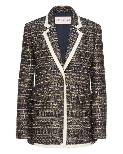 Valentino Garavani Black Tweed Single-breasted Blazer