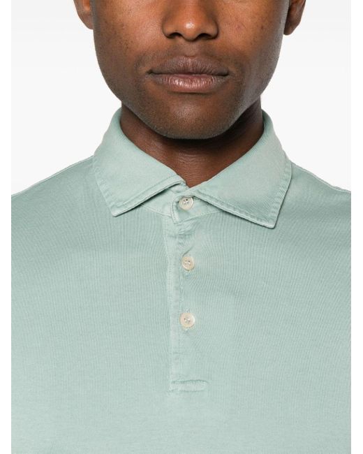 Fedeli Green Cutaway-collar Polo Shirt for men