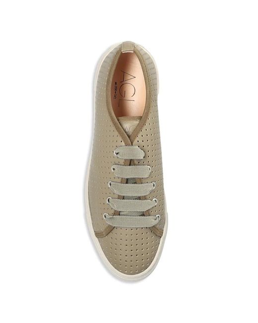 Agl Attilio Giusti Leombruni Gray Perforated Lace-Up Sneakers