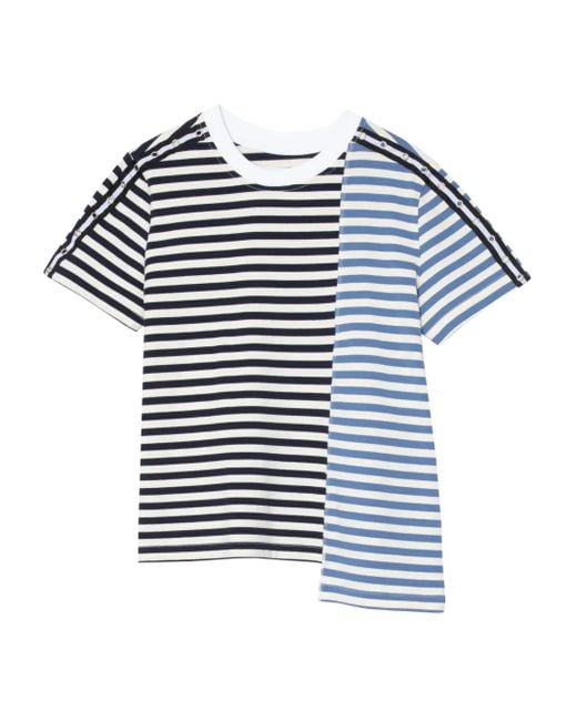 3.1 Phillip Lim Blue Striped Panelled T-Shirt
