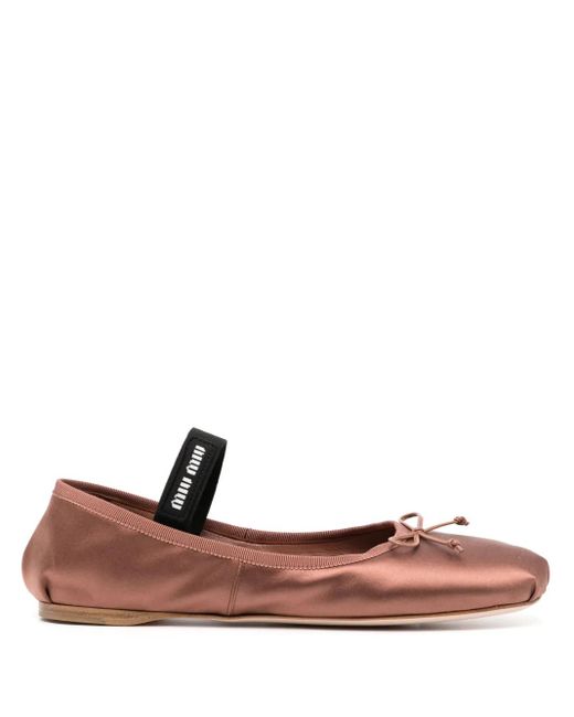 Miu Miu Brown Satin Ballerina Flats