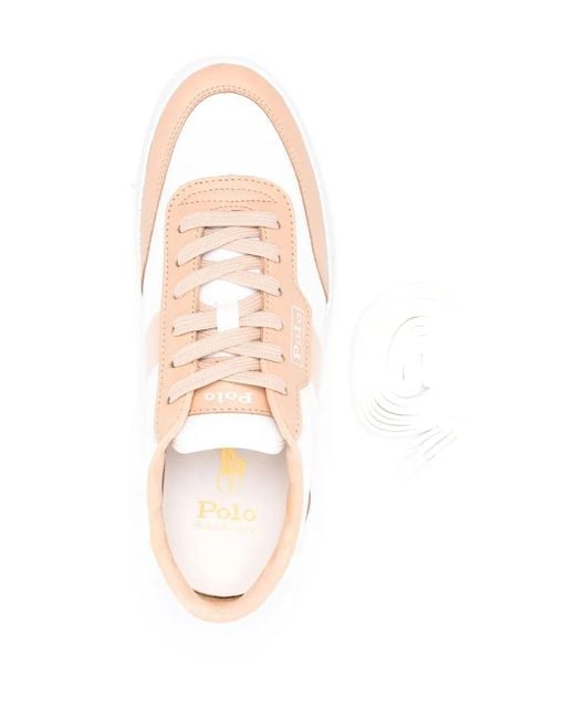 Polo Ralph Lauren White Court Logo-Debossed Sneakers